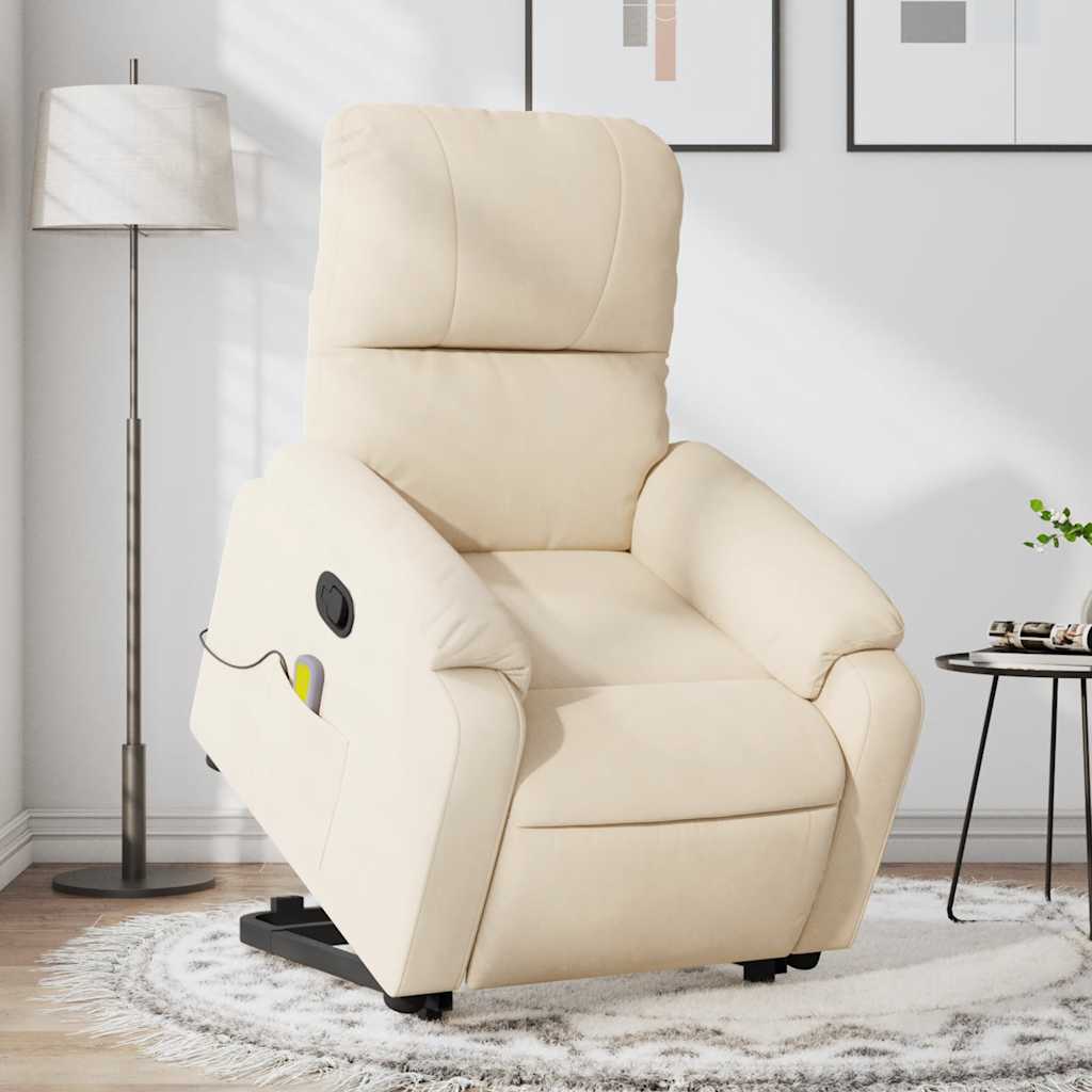 Sta-op-massagestoel verstelbaar microvezelstof beige