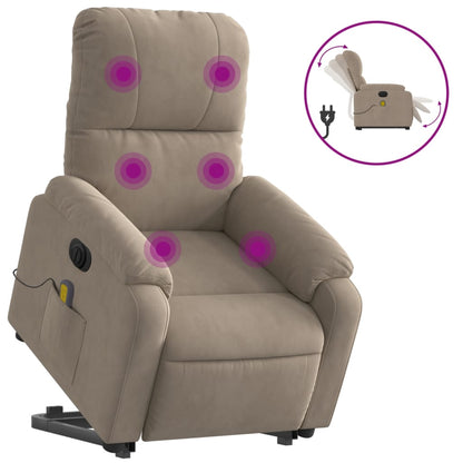 Sta-Op-Massagestoel Microvezelstof Taupe Elektrisch verstelbaar