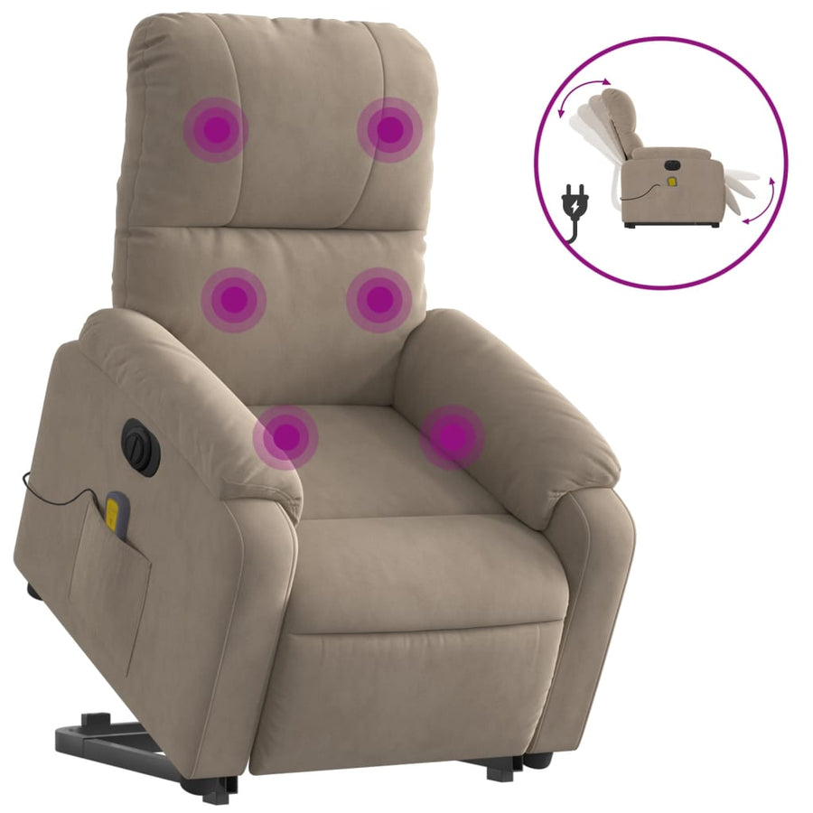 Sta-Op-Massagestoel Microvezelstof Taupe Elektrisch verstelbaar