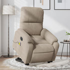 Electric adjustable stand-up massage chair microfiber fabric taupe