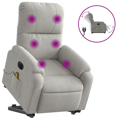 Sta-Op-Massagestoel Elektrisch Microvezelstof Lichtgrijs Elektrisch verstelbaar