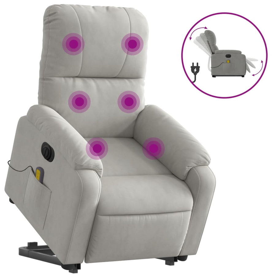 Sta-Op-Massagestoel Elektrisch Microvezelstof Lichtgrijs Elektrisch verstelbaar