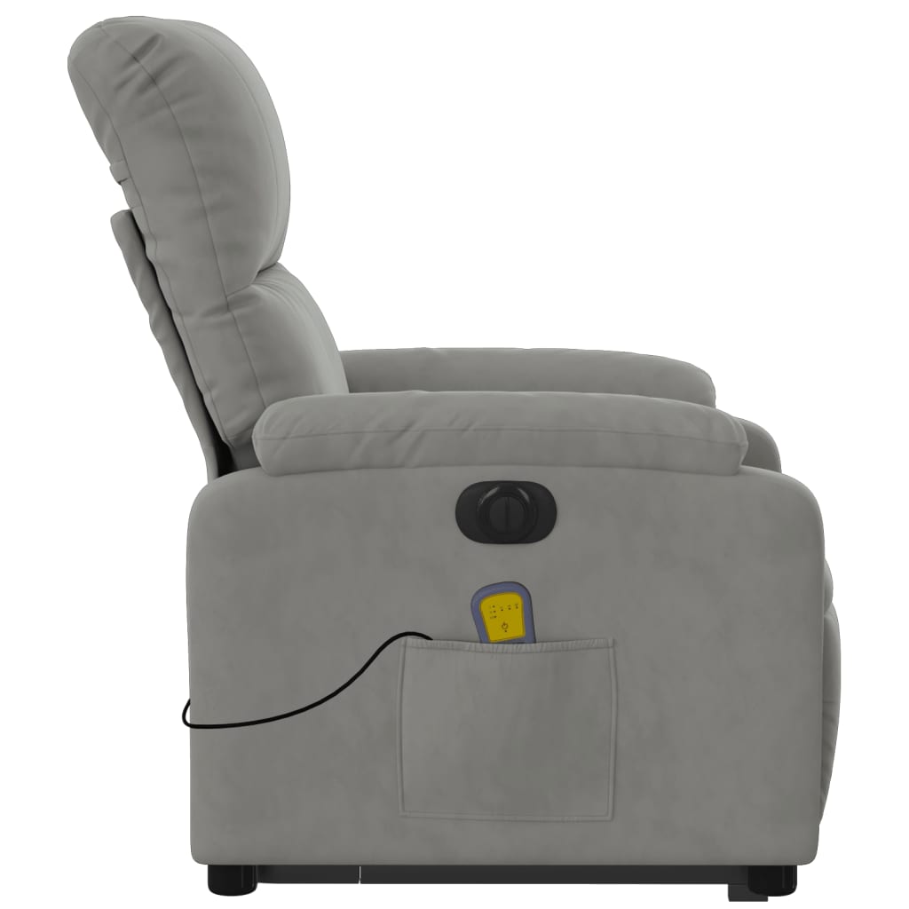 Sta-Op-Massagestoel Elektrisch Microvezelstof Lichtgrijs Elektrisch verstelbaar