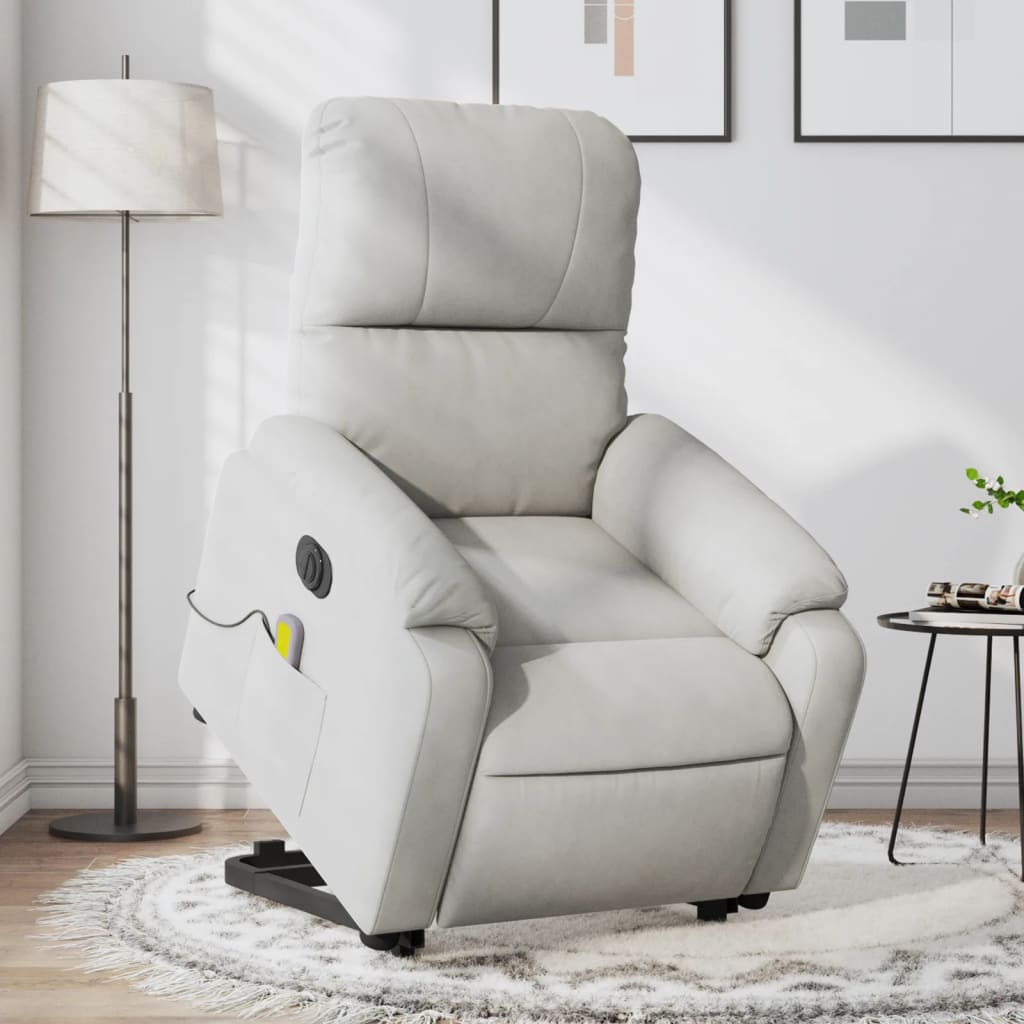 Sta-Op-Massagestoel Elektrisch Microvezelstof Lichtgrijs Elektrisch verstelbaar