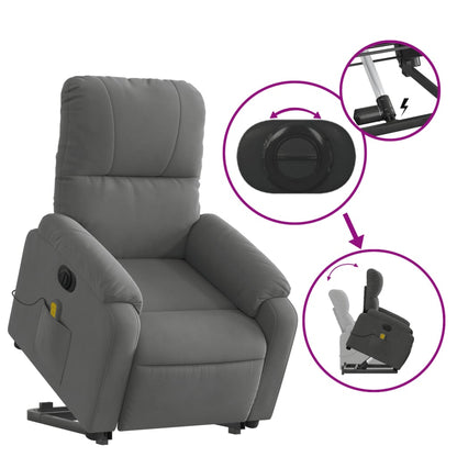 Sta-Op-Massagestoel Elektrisch Microvezelstof Donkergrijs Elektrisch verstelbaar