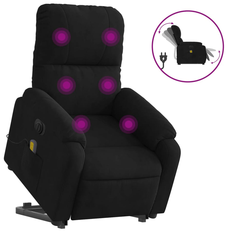 Sta-Op-Massagestoel Microvezelstof Zwart Elektrisch verstelbaar