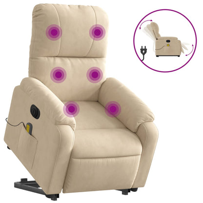 Sta-Op-Massagestoel Elektrisch Microvezelstof Kleurig Crème Elektrisch verstelbaar