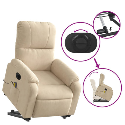Sta-Op-Massagestoel Elektrisch Microvezelstof Kleurig Crème Elektrisch verstelbaar