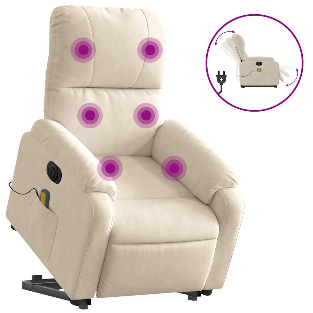 Sta-op-massagestoel elektrisch verstelbaar microvezelstof beige