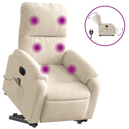 Sta-op-massagestoel elektrisch verstelbaar microvezelstof beige