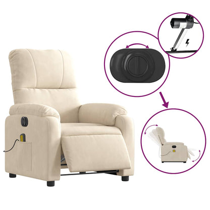 Sta-op-massagestoel elektrisch verstelbaar microvezelstof beige