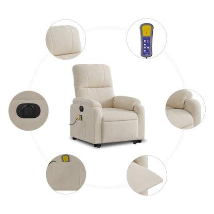Sta-op-massagestoel elektrisch verstelbaar microvezelstof beige
