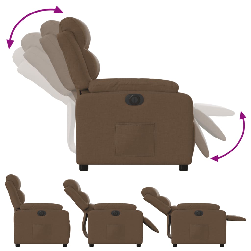 Fauteuil verstelbaar elektrisch stof bruin