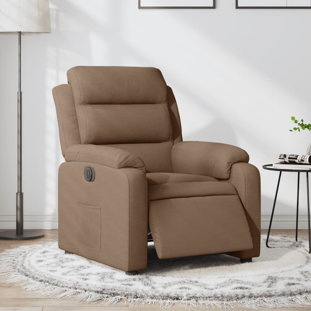 Fauteuil verstelbaar elektrisch stof bruin