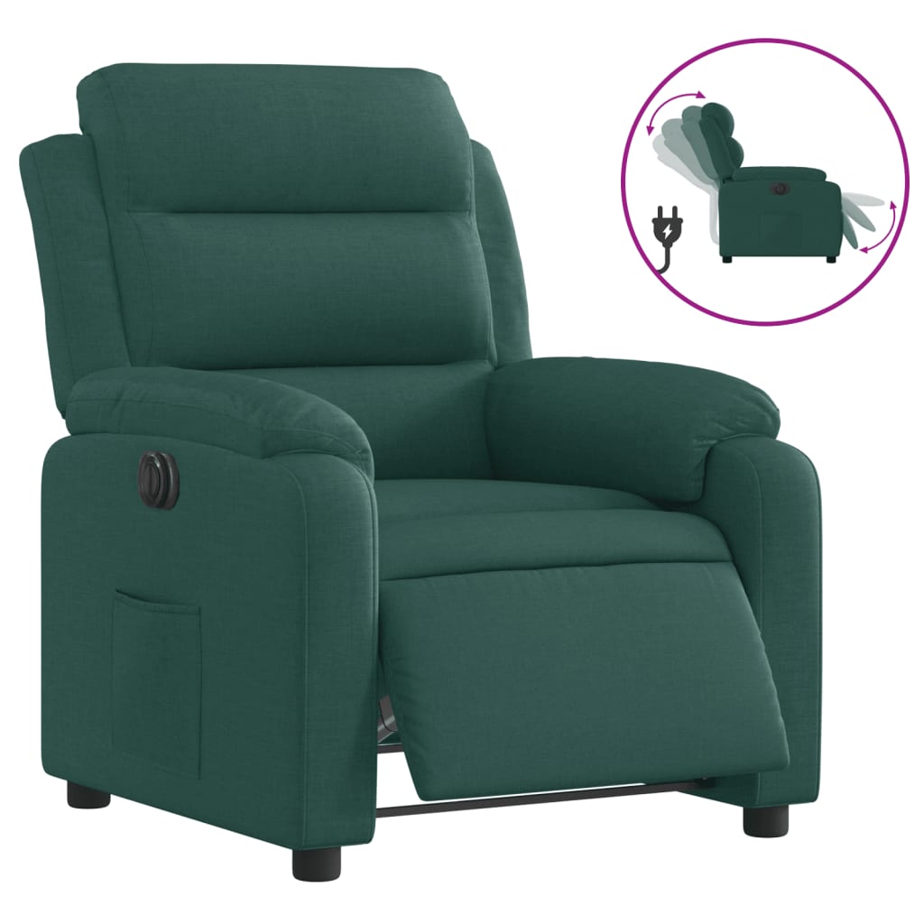 Fauteuil verstelbaar elektrisch stof donkergroen