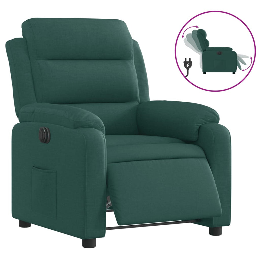 Fauteuil verstelbaar elektrisch stof donkergroen