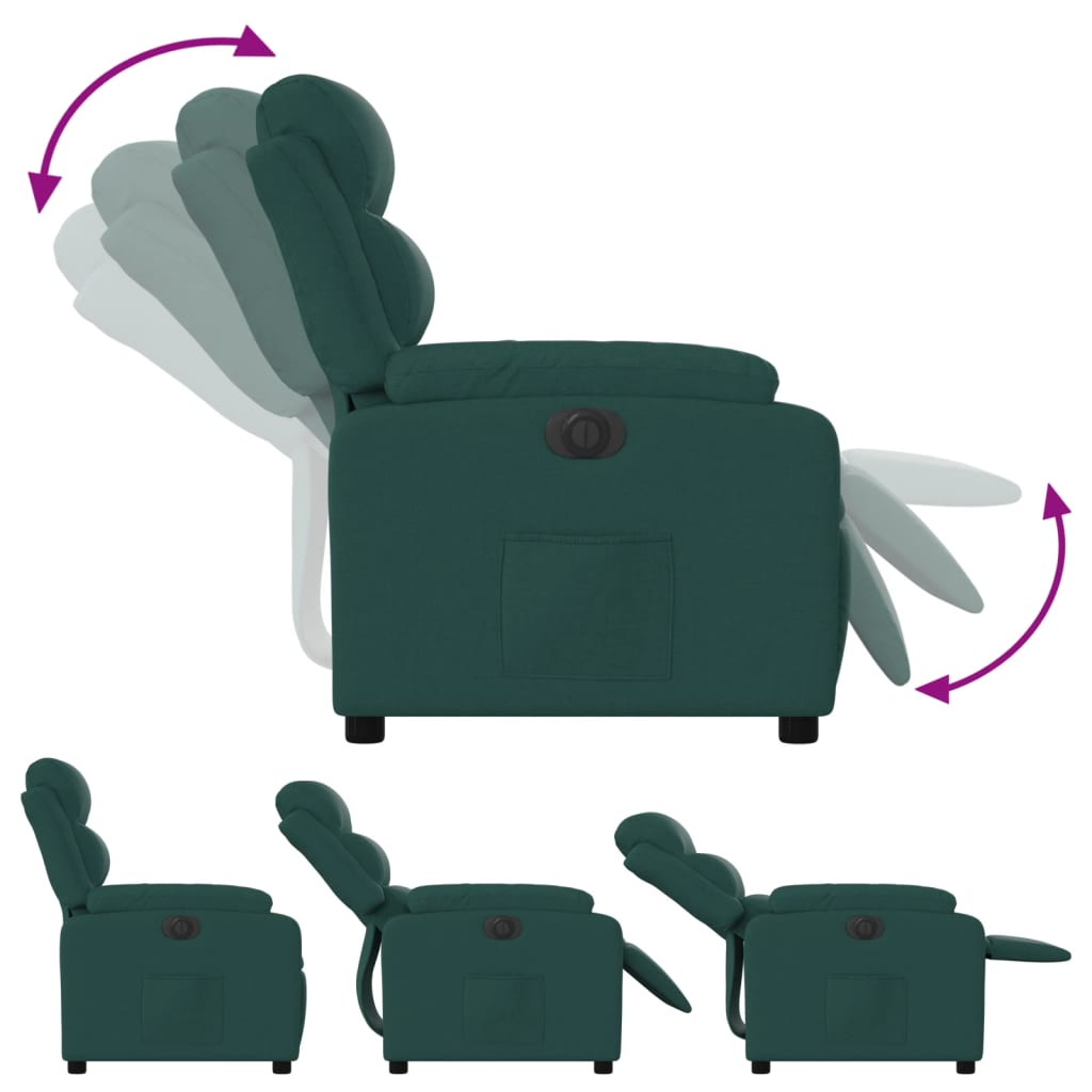 Fauteuil verstelbaar elektrisch stof donkergroen