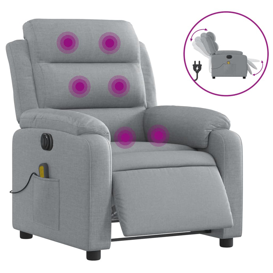 Massagestoel Stof Lichtgrijs Ja Elektrisch verstelbaar