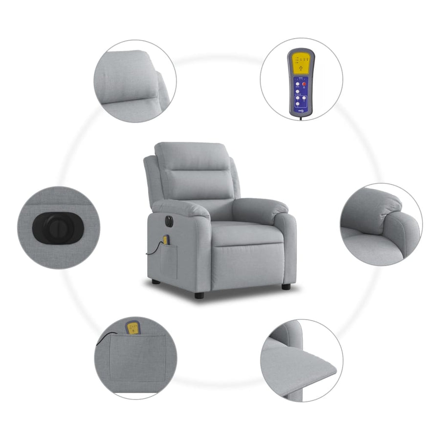 Massagestoel Stof Lichtgrijs Ja Elektrisch verstelbaar