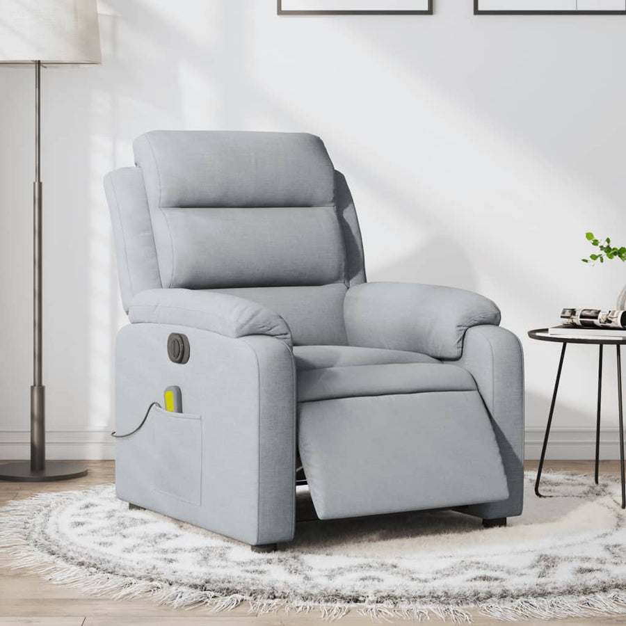 Massagestoel Stof Lichtgrijs Ja Elektrisch verstelbaar