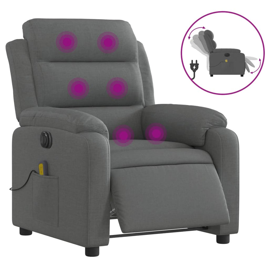 Massagestoel Stof Donkergrijs Ja Elektrisch verstelbaar