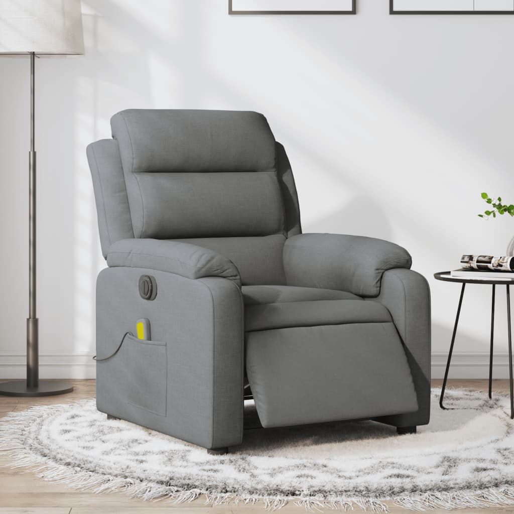 Massagestoel Stof Donkergrijs Ja Elektrisch verstelbaar