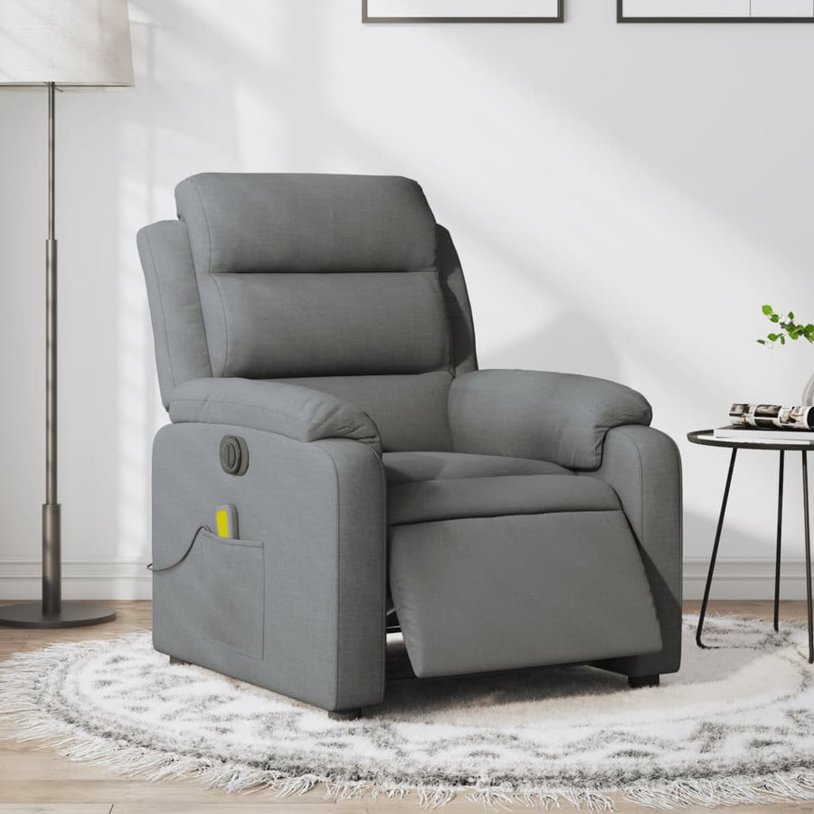 Massagestoel Stof Donkergrijs Ja Elektrisch verstelbaar