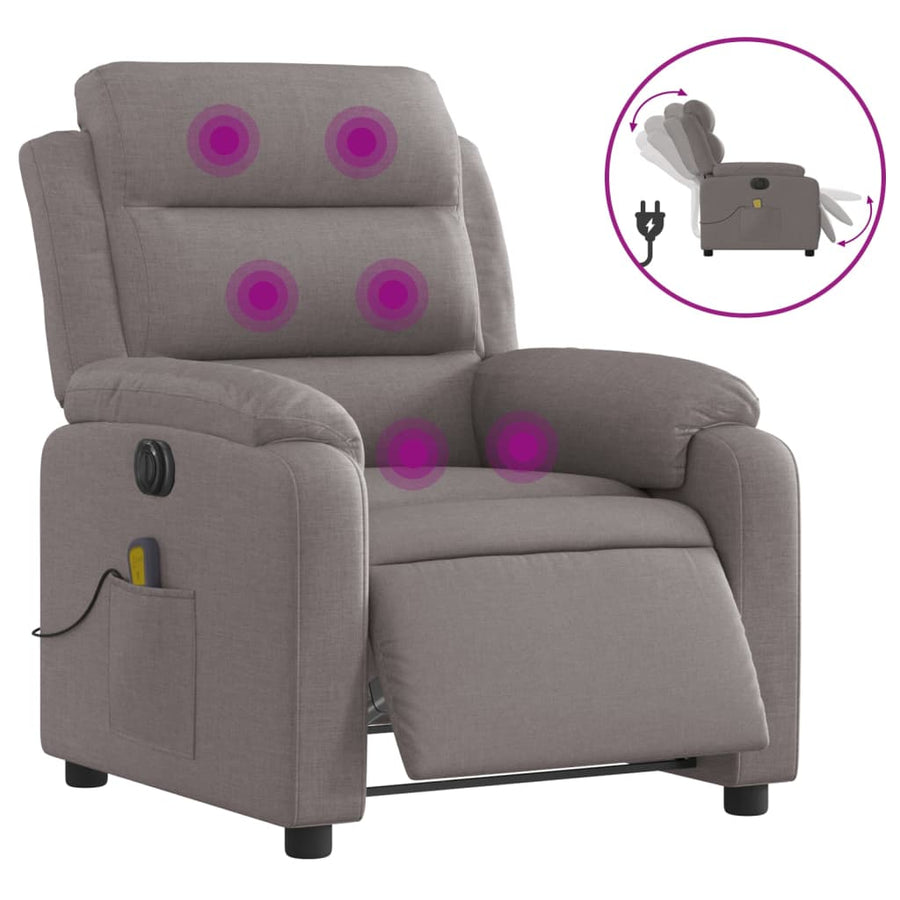 Massagestoel Stof Taupe Ja Elektrisch verstelbaar