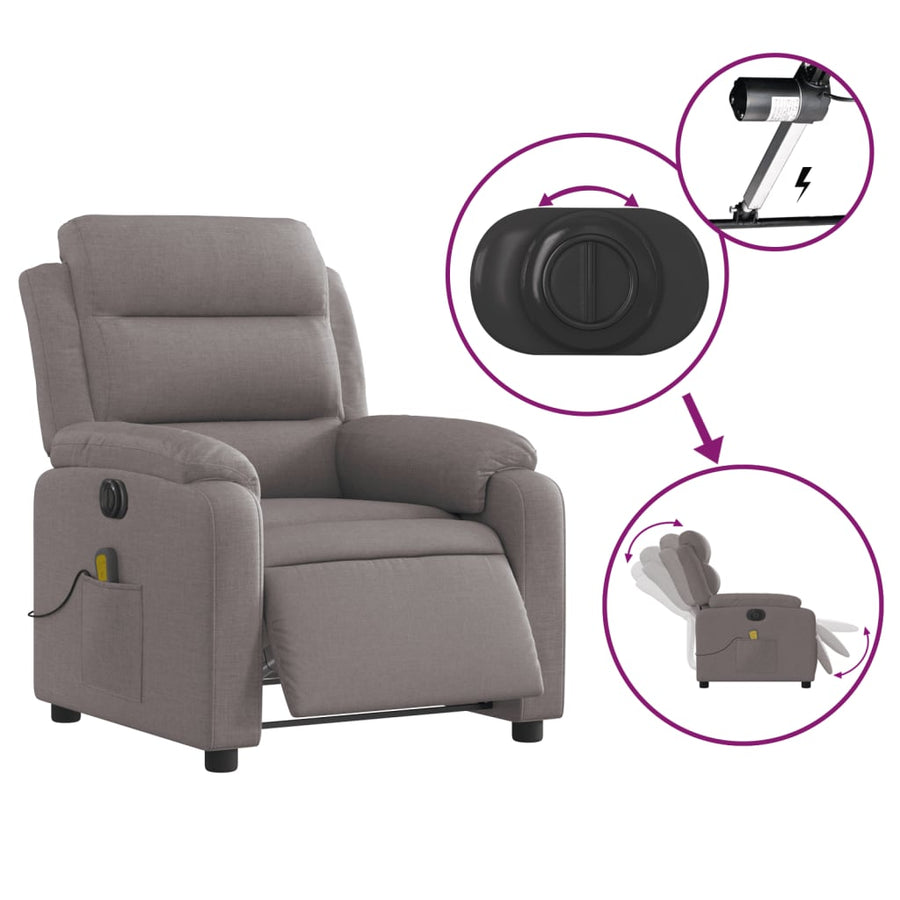 Massagestoel Stof Taupe Ja Elektrisch verstelbaar