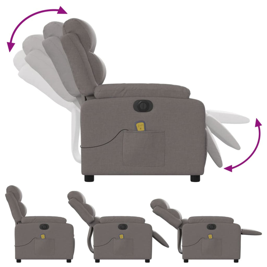 Massagestoel Stof Taupe Ja Elektrisch verstelbaar