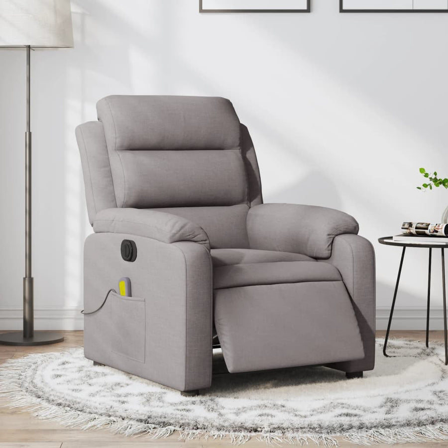Massagestoel Stof Taupe Ja Elektrisch verstelbaar