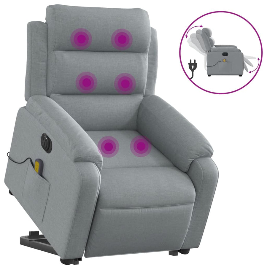 Sta-Op-Massagestoel Stof Lichtgrijs Ja Elektrisch verstelbaar