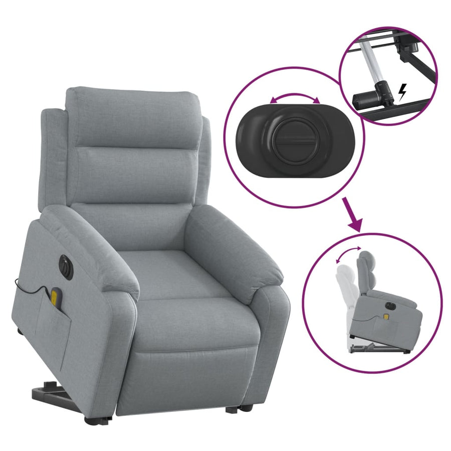 Sta-Op-Massagestoel Stof Lichtgrijs Ja Elektrisch verstelbaar