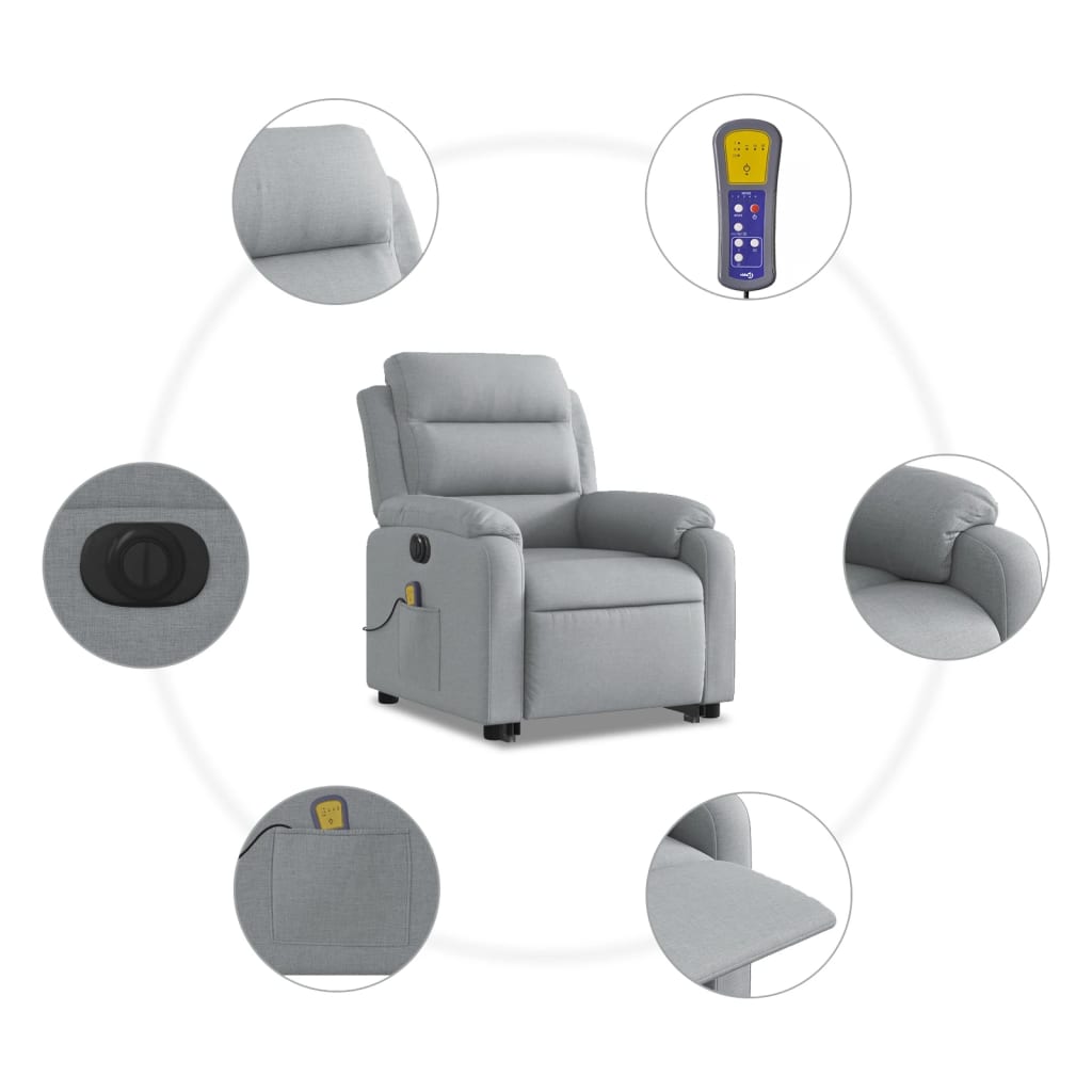 Sta-Op-Massagestoel Stof Lichtgrijs Ja Elektrisch verstelbaar
