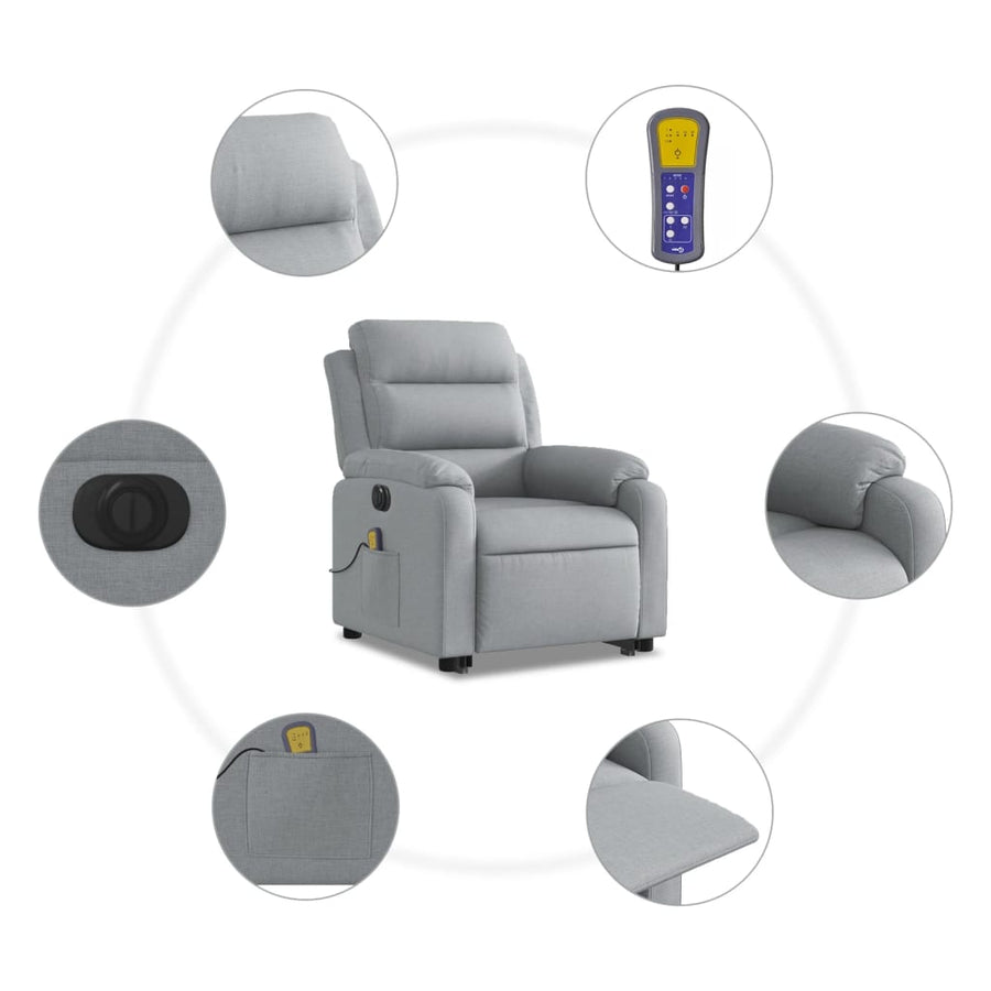 Sta-Op-Massagestoel Stof Lichtgrijs Ja Elektrisch verstelbaar