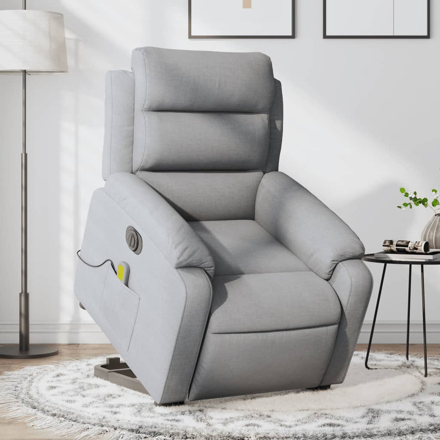 Sta-Op-Massagestoel Stof Lichtgrijs Ja Elektrisch verstelbaar