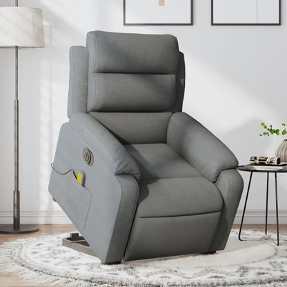 Sta-Op-Massagestoel Stof Donkergrijs Ja Elektrisch verstelbaar