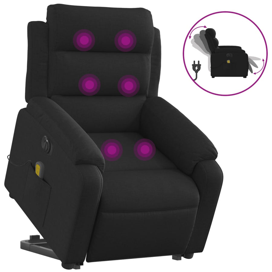 Sta-Op-Massagestoel Stof Zwart Ja Elektrisch verstelbaar