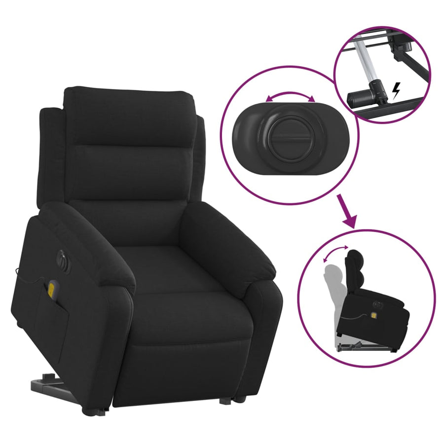 Sta-Op-Massagestoel Stof Zwart Ja Elektrisch verstelbaar