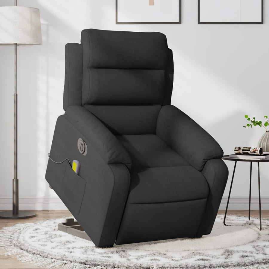 Sta-Op-Massagestoel Stof Zwart Ja Elektrisch verstelbaar