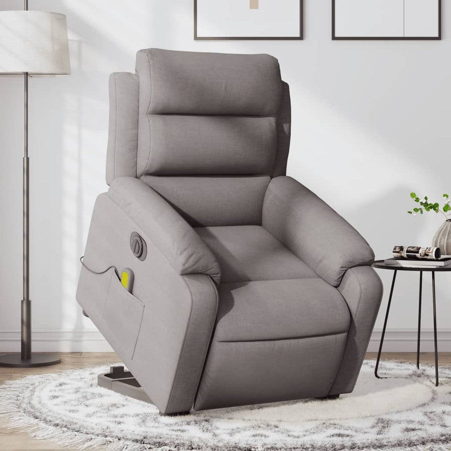 Sta-Op-Massagestoel Stof Taupe Ja Elektrisch verstelbaar