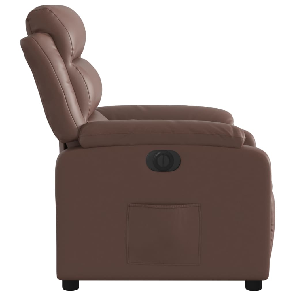 Fauteuil verstelbaar elektrisch kunstleer bruin