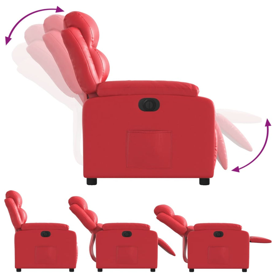 Fauteuil verstelbaar elektrisch kunstleer rood