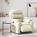 Electric adjustable massage chair faux leather cream