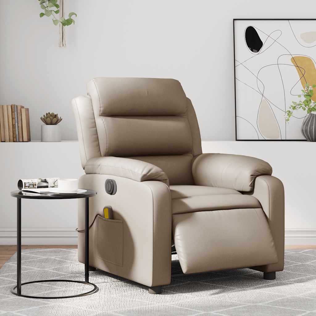 Massagestoel verstelbaar elektrisch kunstleer cappuccinokleurig