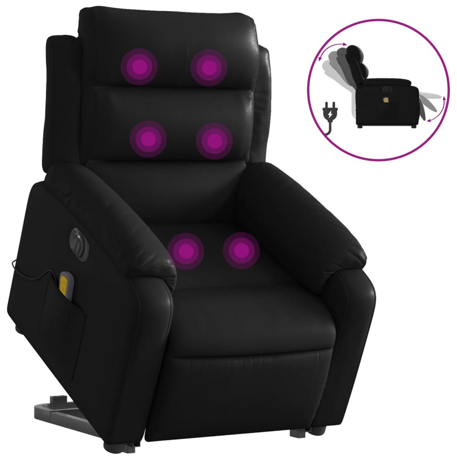 Sta-Op-Massagestoel Elektrisch Kunstleer Zwart Ja Elektrisch verstelbaar