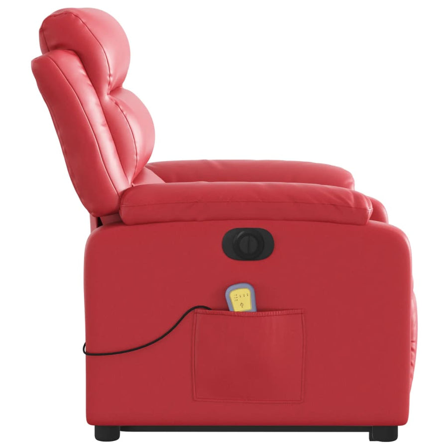 Sta-op-massagestoel elektrisch kunstleer rood