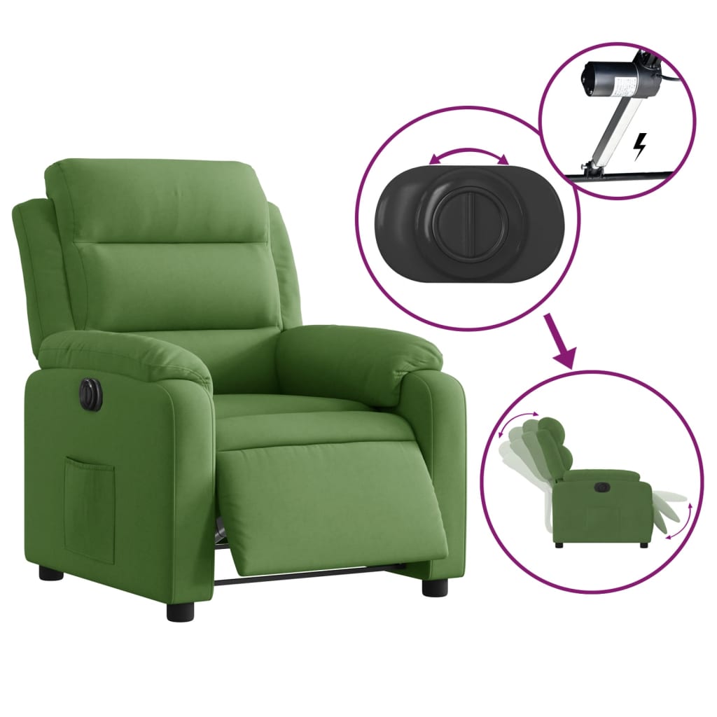 Fauteuil elektrisch verstelbaar fluweel lichtgroen