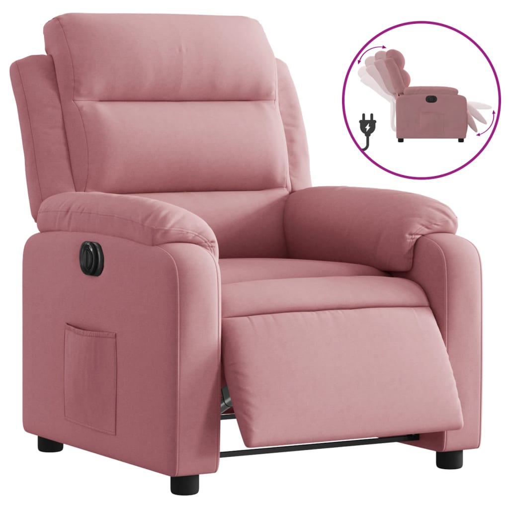 Fauteuil elektrisch fluweel roze