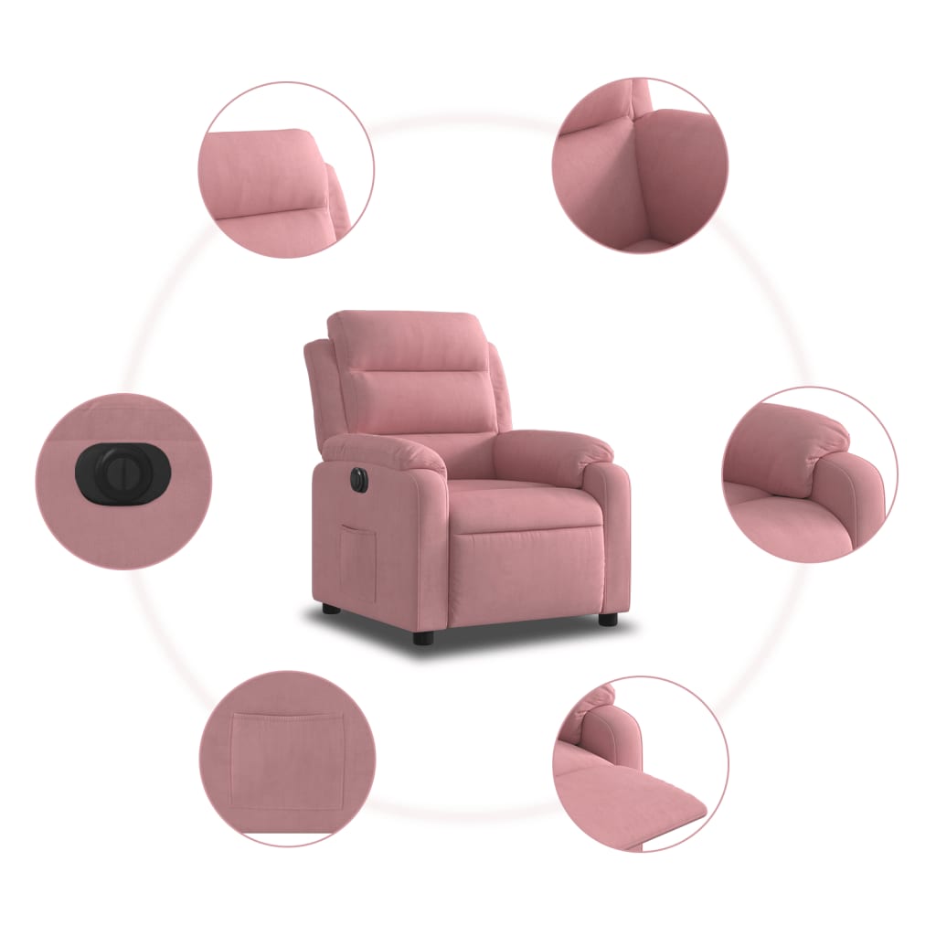 Fauteuil elektrisch fluweel roze